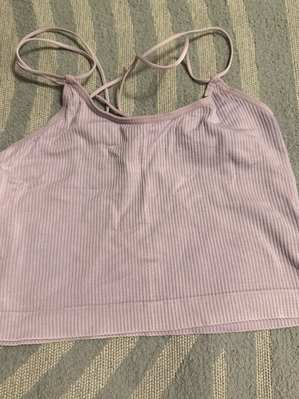 Lilac Ribbed Strappy Crop Tank Top